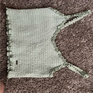 Hollister smocked green tanktop